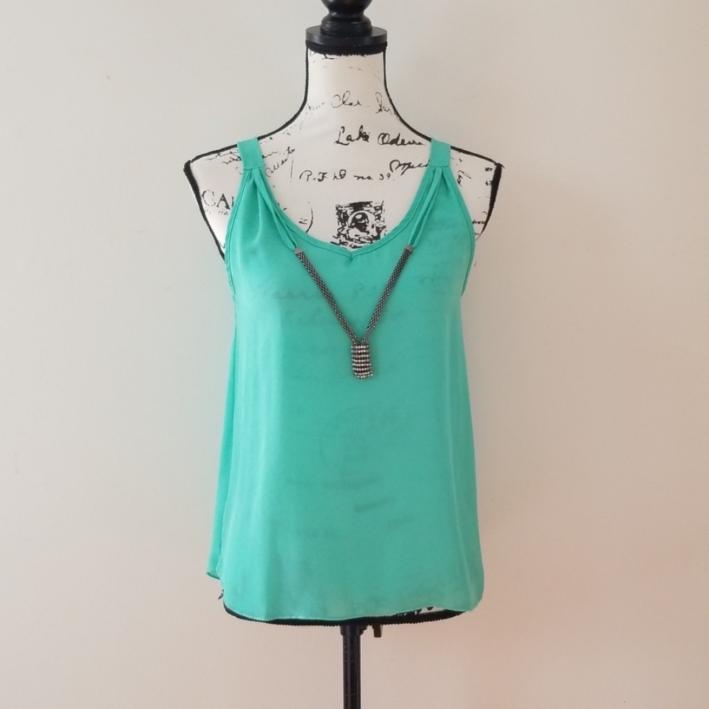 Love J Mint Green strappy loose bejeweled top